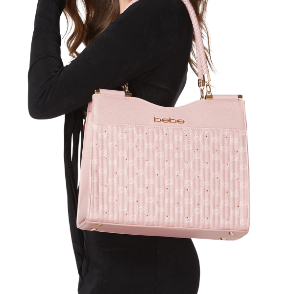 Cartera Marca Bebe Original - Bolso Bebe Cinzia Printed Monogram Satchel Rosa