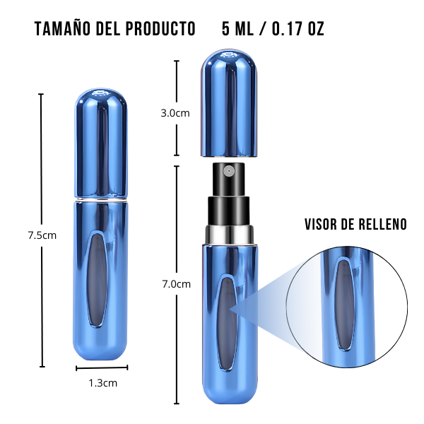 Mini Frasco de Perfume Portatil Reutilizable 5ml/0.17oz Color Azul