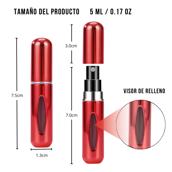 Mini Frasco de Perfume Portatil Reutilizable 5ml/0.17oz Color Rojo