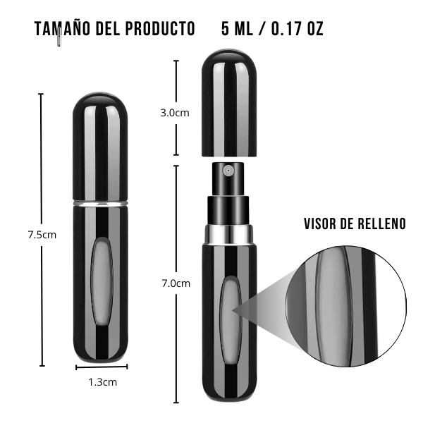 Mini Frasco de Perfume Portatil Reutilizable 5ml/0.17oz  Color Negro