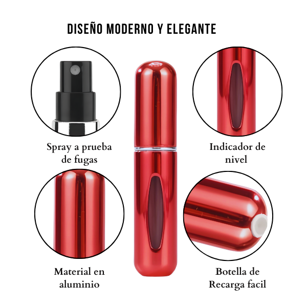 Mini Frasco de Perfume Portatil Reutilizable 5ml/0.17oz Color Rojo