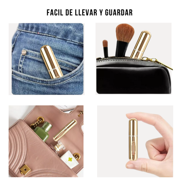 Mini Frasco de Perfume Portatil Reutilizable 5ml/0.17oz Color Dorado