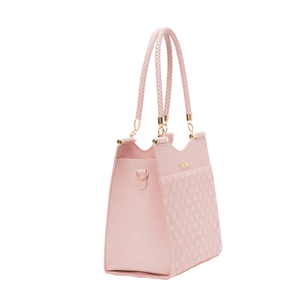 Cartera Marca Bebe Original - Bolso Bebe Cinzia Printed Monogram Satchel Rosa
