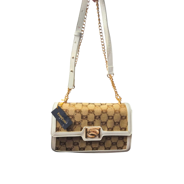 Cartera Marca Bebe Original - Bolso Dorado y Blanco