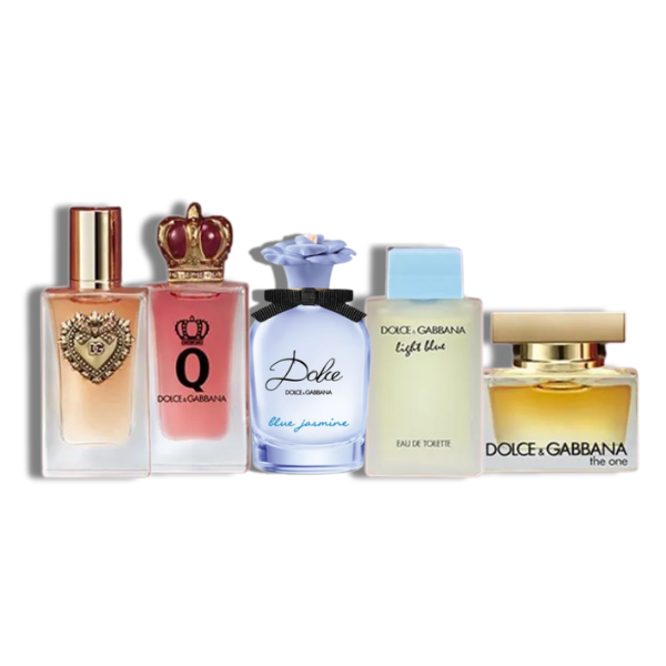 D&G 5 Pcs Mini Set - Devotion EDP 5ml+Q EDP 5ml+Blue Jasmine EDP 5ml +The One EDP 5ml+Light Blue EDT 4.5ml -Mini Set