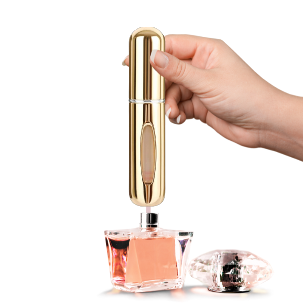 Mini Frasco de Perfume Portatil Reutilizable 5ml/0.17oz Color Dorado