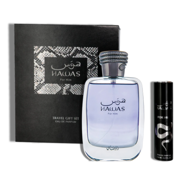 Rasasi Set Hawas for Him Set 2 Pzas EDP 100ml/3.4oz + 8ml/0.27oz Men's Set