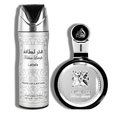 Lattafa Fakhar 2 Pza Set 100ml/3.4 Oz EDP Spr -Silver-Black Box- Men