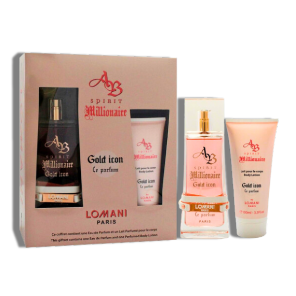 Lomani Ab Spirit Millionaire 2 Pcs Set Gold Icon 100ml/3.4 Oz  Le Parfum Women's Set