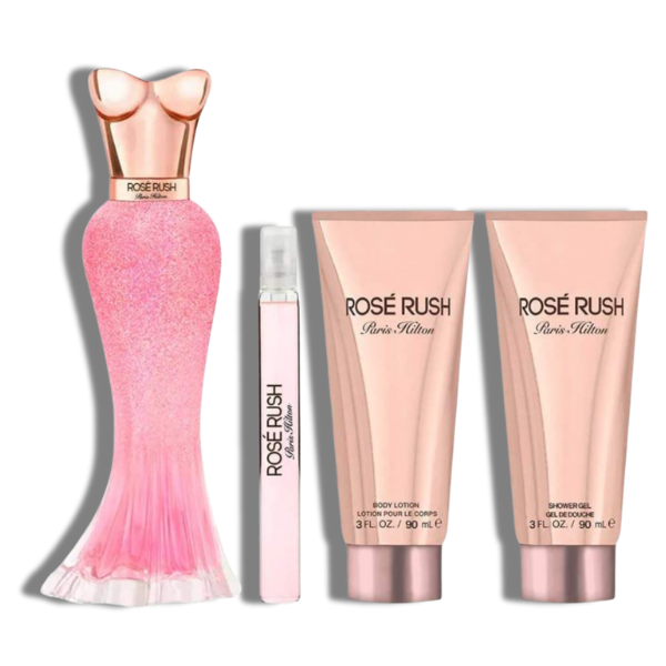 Paris Hilton Rose Rush EDP 100ml/3.4oz Set 4 Pzas  Women