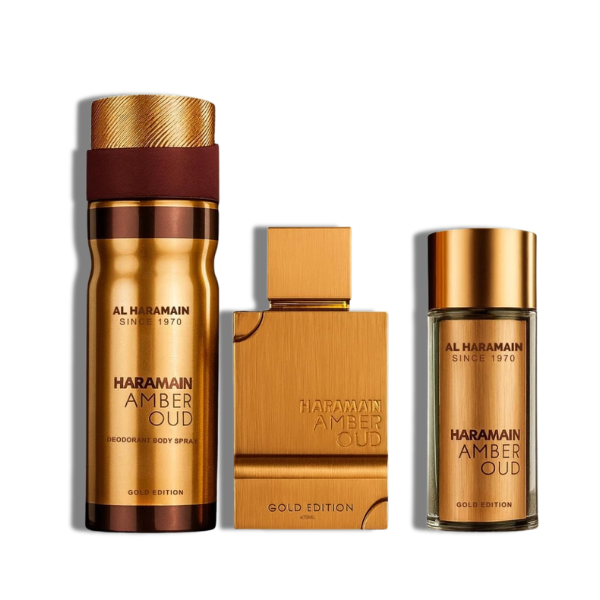 Al Haramain Amber Oud Gold Edition  Set 75ml/2.5 Oz3 Pc Set  Edp1.0 Oz Edp 6.6 Oz Body Sp Unisex
