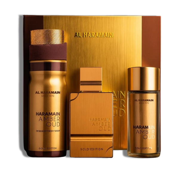 Al Haramain Amber Oud Gold Edition  Set 75ml/2.5 Oz3 Pc Set  Edp1.0 Oz Edp 6.6 Oz Body Sp Unisex