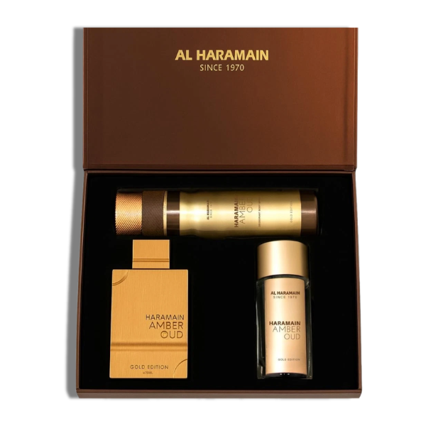 Al Haramain Amber Oud Gold Edition  Set 75ml/2.5 Oz3 Pc Set  Edp1.0 Oz Edp 6.6 Oz Body Sp Unisex