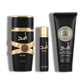 Lattafa Set Asad 3 Pcs 3.4 Oz Edp + 12Ml Travel Spray + 3.4 Oz Shower Gel Men