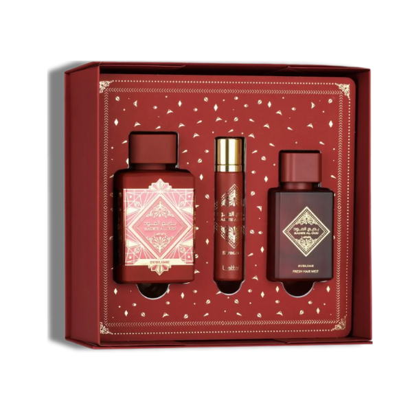Lattafa Set Badee Al Oud Sublime  3 Pcs 3.4 Oz Edp + 12Ml Travel Spray + 50Ml Hairmist Unisex