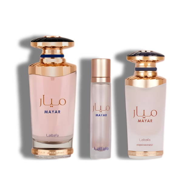 Lattafa Set Mayar  3 Pcs 3.4 Oz Edp + 12Ml Travel Spray + 50Ml Hairmist Women