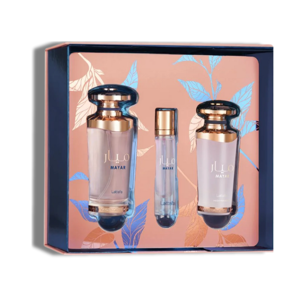 Lattafa Set Mayar  3 Pcs 3.4 Oz Edp + 12Ml Travel Spray + 50Ml Hairmist Women