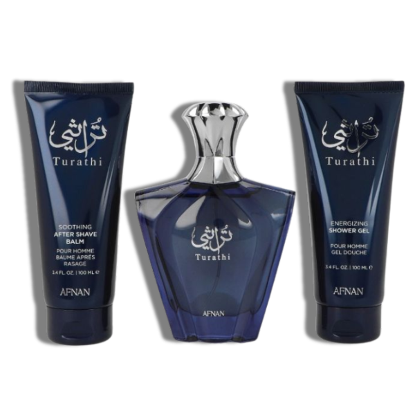 Afnan Turathi Blue EDP 100ml/3.4oz Set 3 Pzas  Men's Set