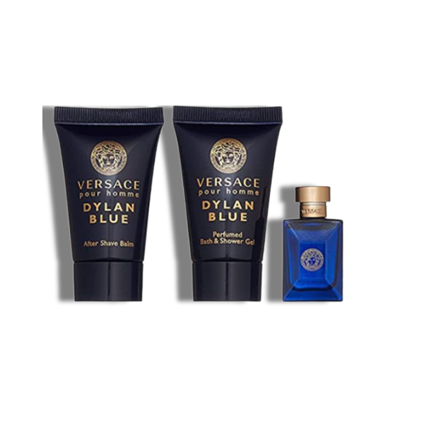 Versace Dylan Blue 3 Pcs Mini Set 0.17 Oz EDT+0.8 Oz A/S Balm+0.8 Oz S.Gel -Mini Set- Men
