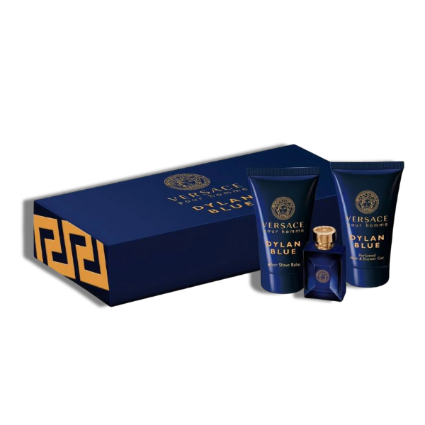 Versace Dylan Blue 3 Pcs Mini Set 0.17 Oz EDT+0.8 Oz A/S Balm+0.8 Oz S.Gel -Mini Set- Men