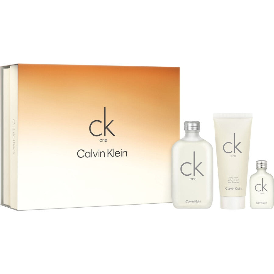 CK One 3 Pcs Set 3.3 Oz Edt Spr+3.3 Oz Body Wash+0.5 Oz Edt Mini