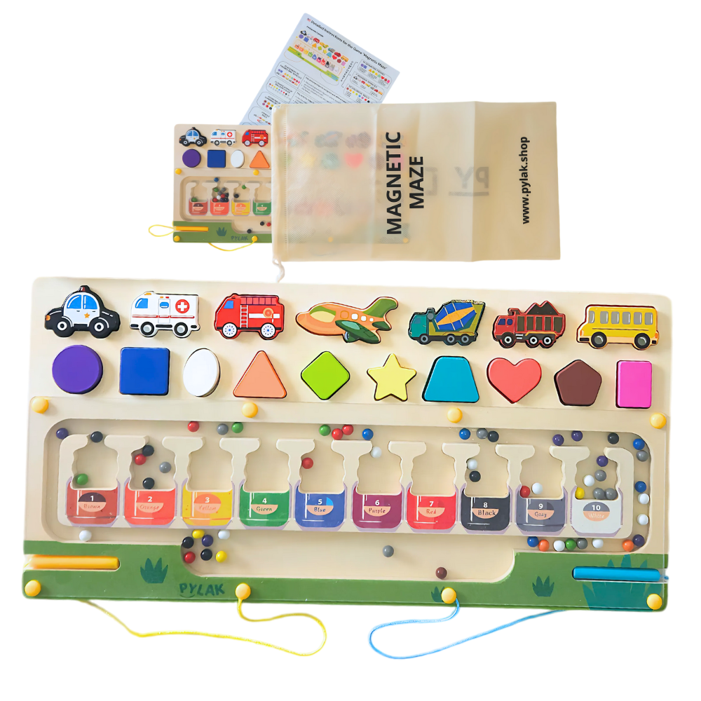 Laberinto Magnético 3 En 1 Clasificación De Colores Y Número para niños. Juego Montesori