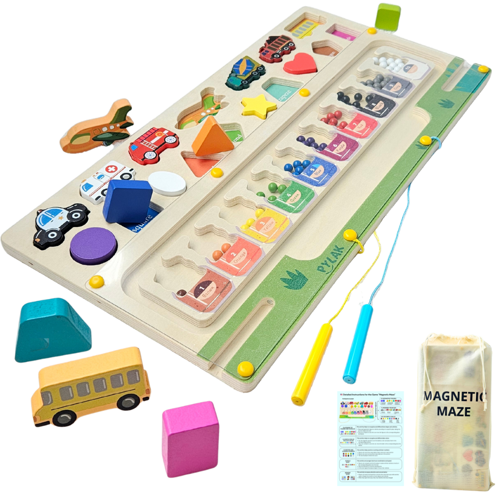 Laberinto Magnético 3 En 1 Clasificación De Colores Y Número para niños. Juego Montesori